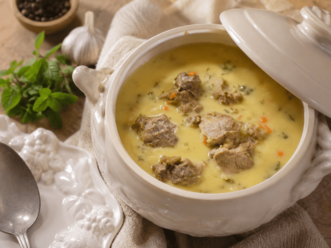Κυπριακή σούπα εντράδα με αρνάκι