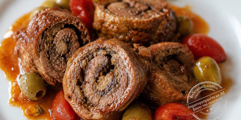 Μοσχαράκι γεμιστό με ελιές